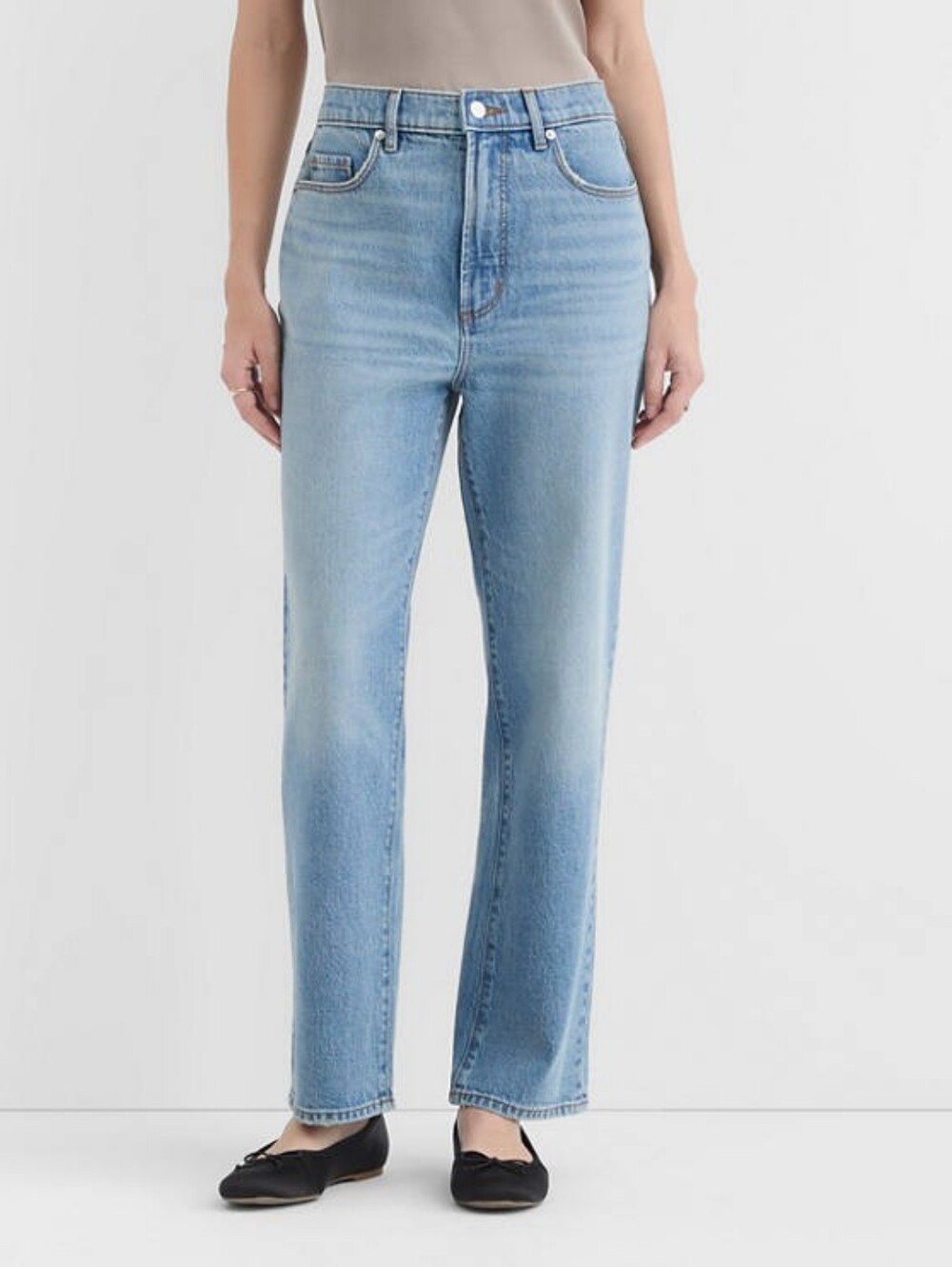 Ann Taylor Loft Rivete tall curvy high rise straight jeans, Aura wash 31